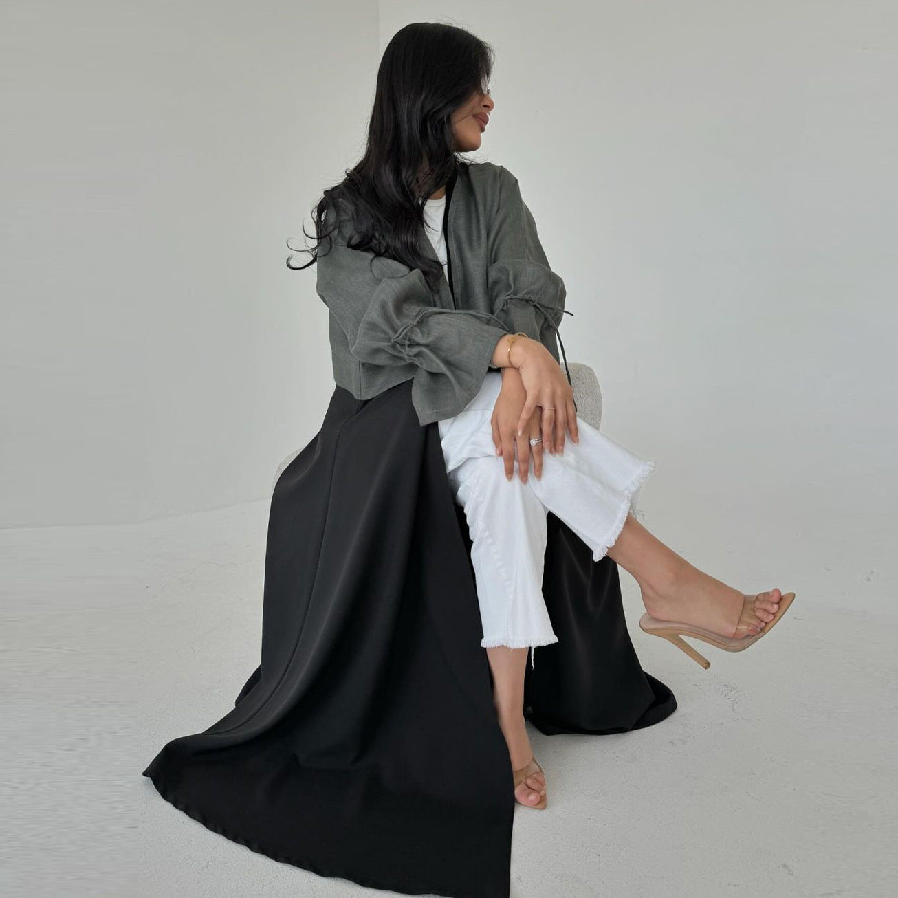 Noir Two-Tone Abaya