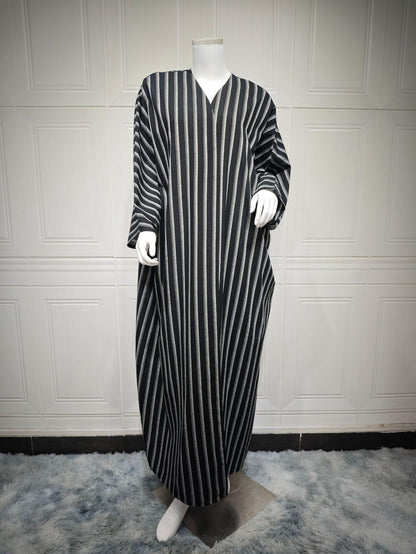 Noir Striped Abaya