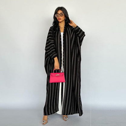Noir Striped Abaya
