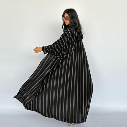 Noir Striped Abaya
