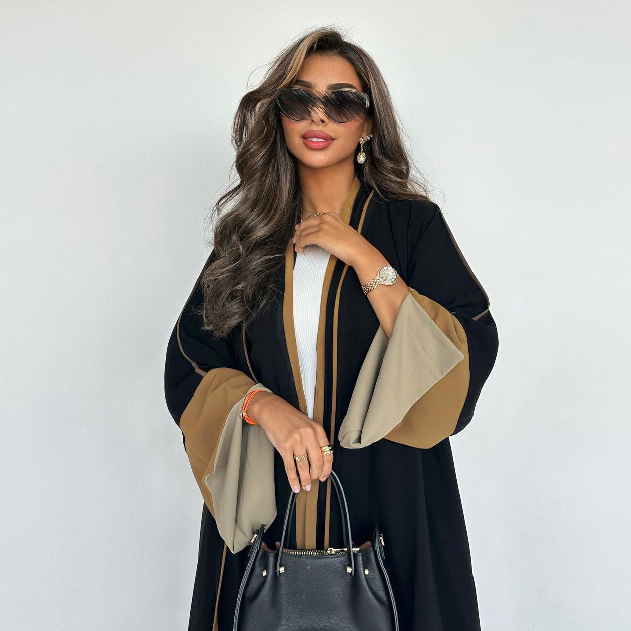 Contrast Sleeve Abaya